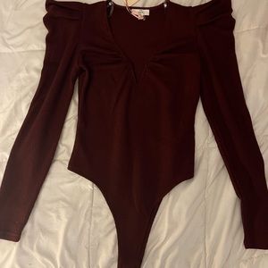 Wine Colored Long Sleeve Bodysuit
